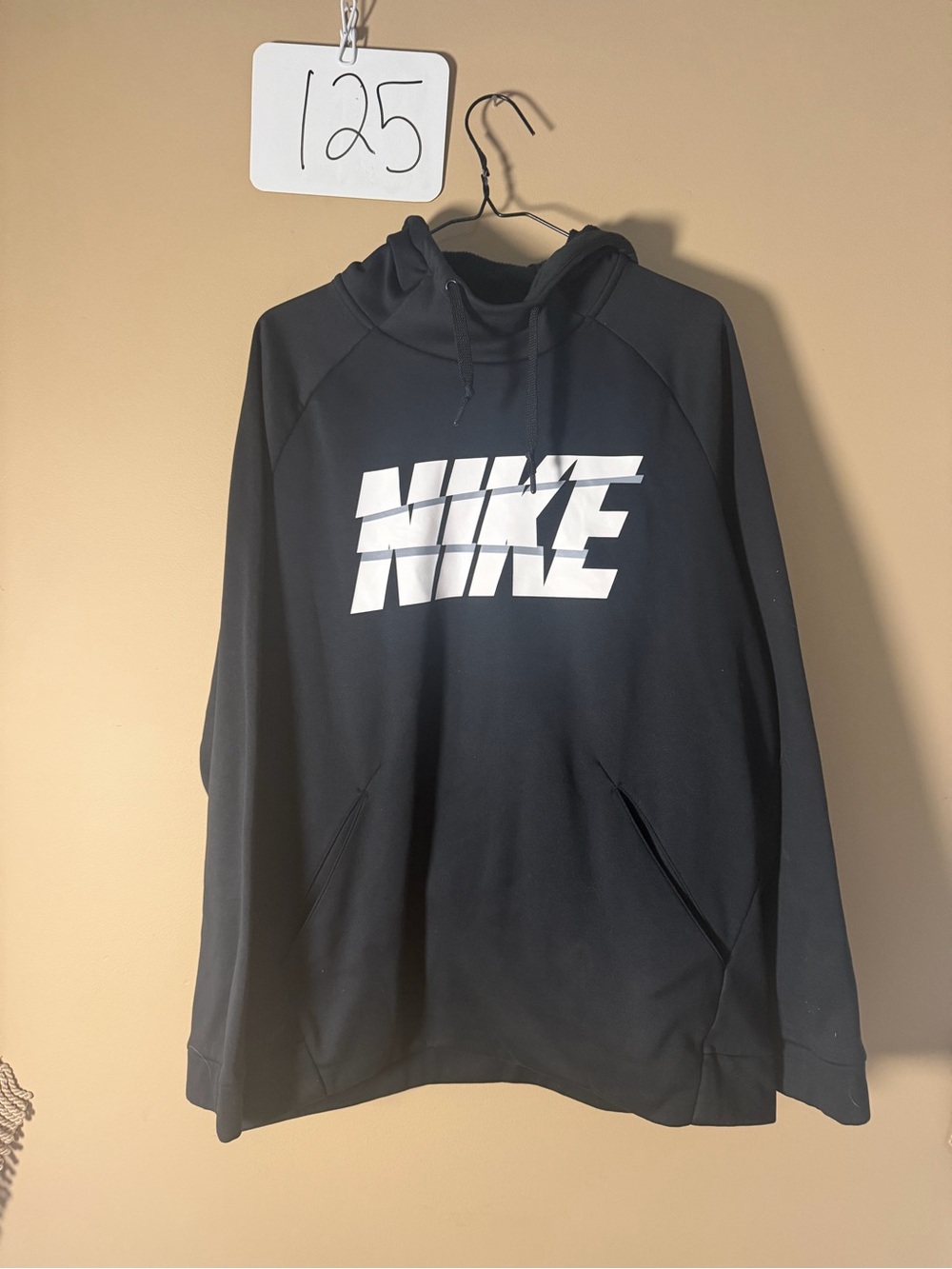 Nike Black Crewneck Hoodie with White Logo